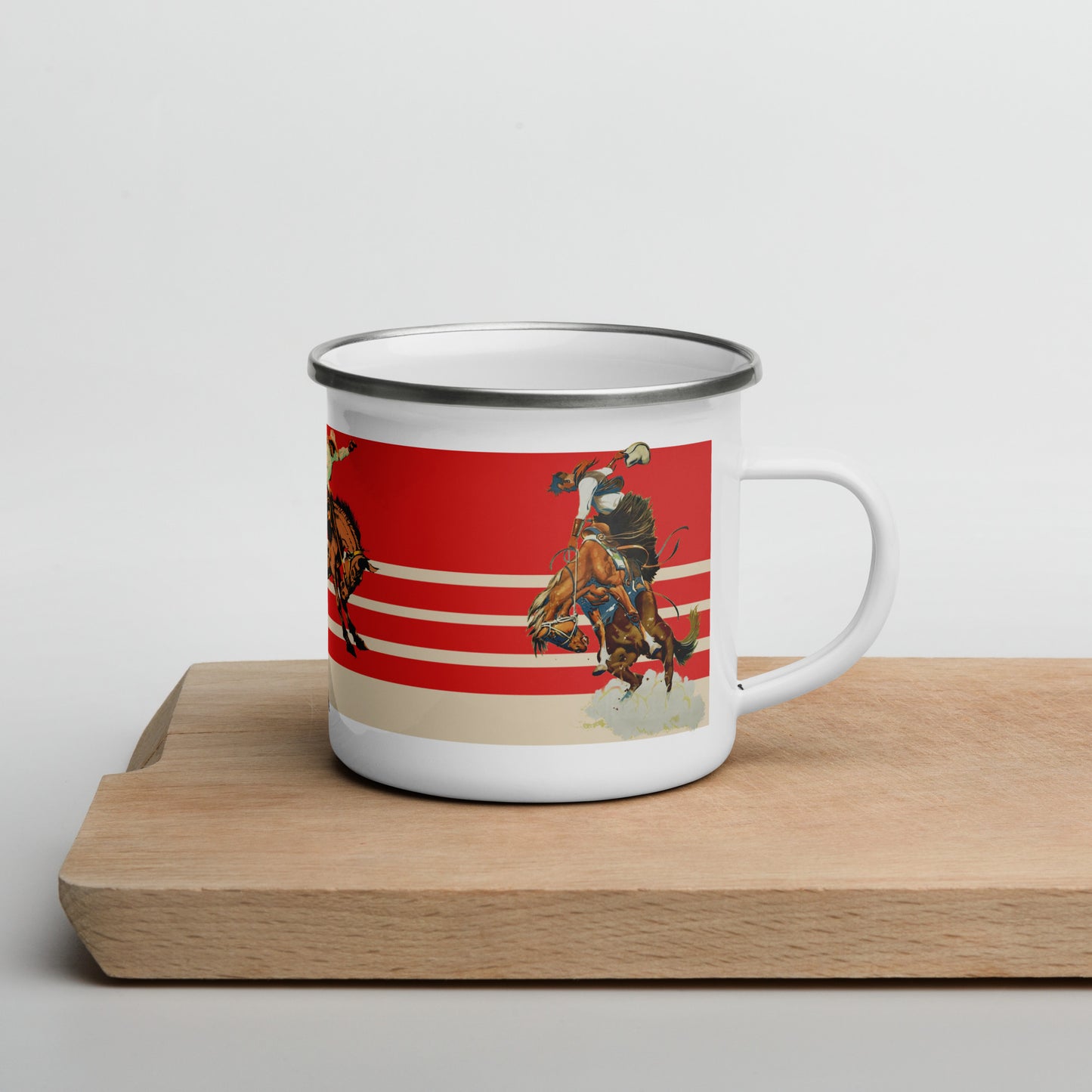 Livermore Stockmen’s Rodeo Enamel Mug • Vintage Western Cowboy Coffee Cup • Rodeo Art Gift • Rustic Americana Drinkware