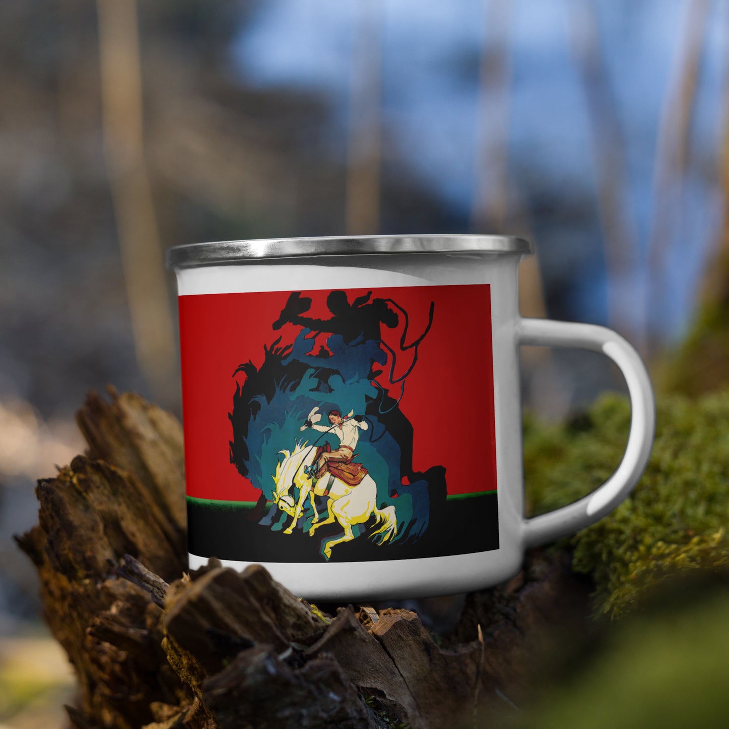 King of the Rodeo Enamel Mug – Vintage Western Cowboy Camp Coffee Cup