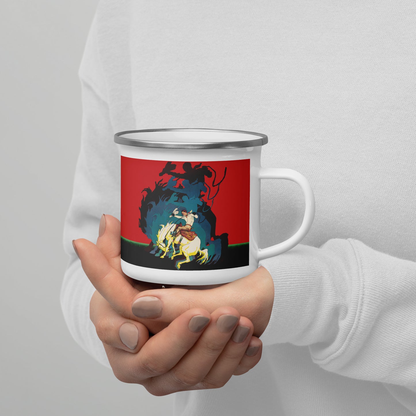 King of the Rodeo Enamel Mug – Vintage Western Cowboy Camp Coffee Cup