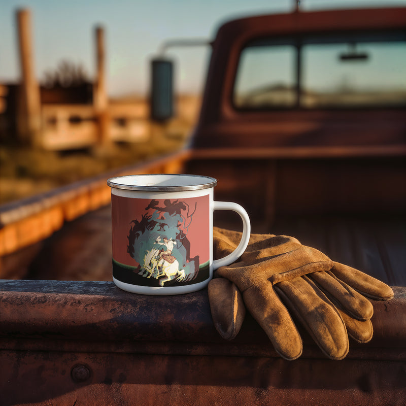 King of the Rodeo Enamel Mug – Vintage Western Cowboy Camp Coffee Cup