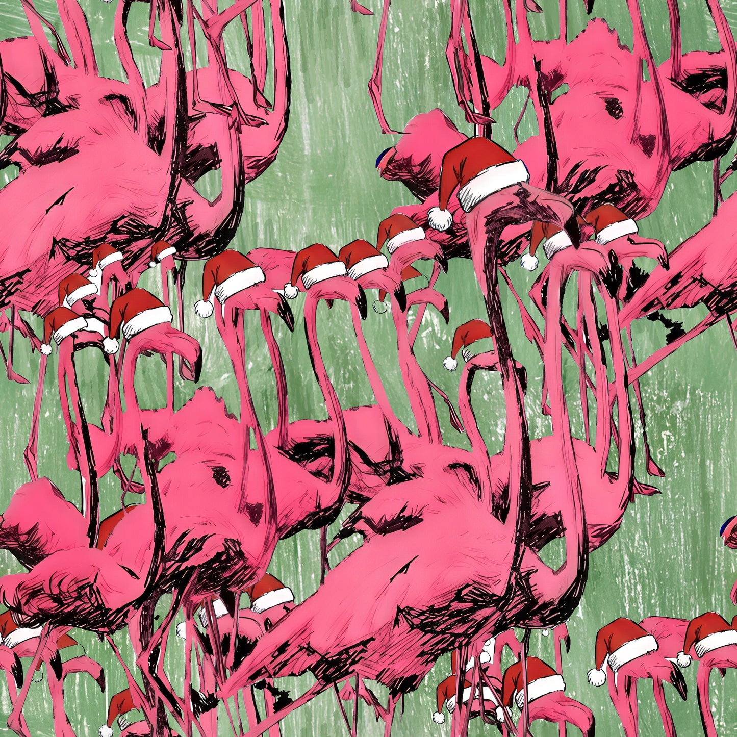 Pink Flamingo Christmas Wrapping Paper – Holiday Flamingos with Santa Hats, Tropical Christmas Gift Wrap, Festive Flamingo Pattern