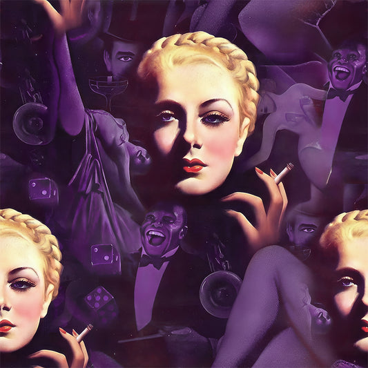 Noir Glamour Wrapping Paper – Vintage Hollywood Lounge Pattern