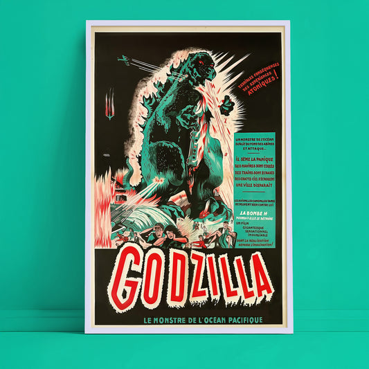 Godzilla French Movie Poster • Vintage 1950s Sci-Fi Film Art Print • Le Monstre de l’Océan Pacifique • Retro Kaiju Wall Decor