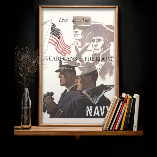Guardians of Freedom Navy poster print, vintage military art, patriotic wall decor