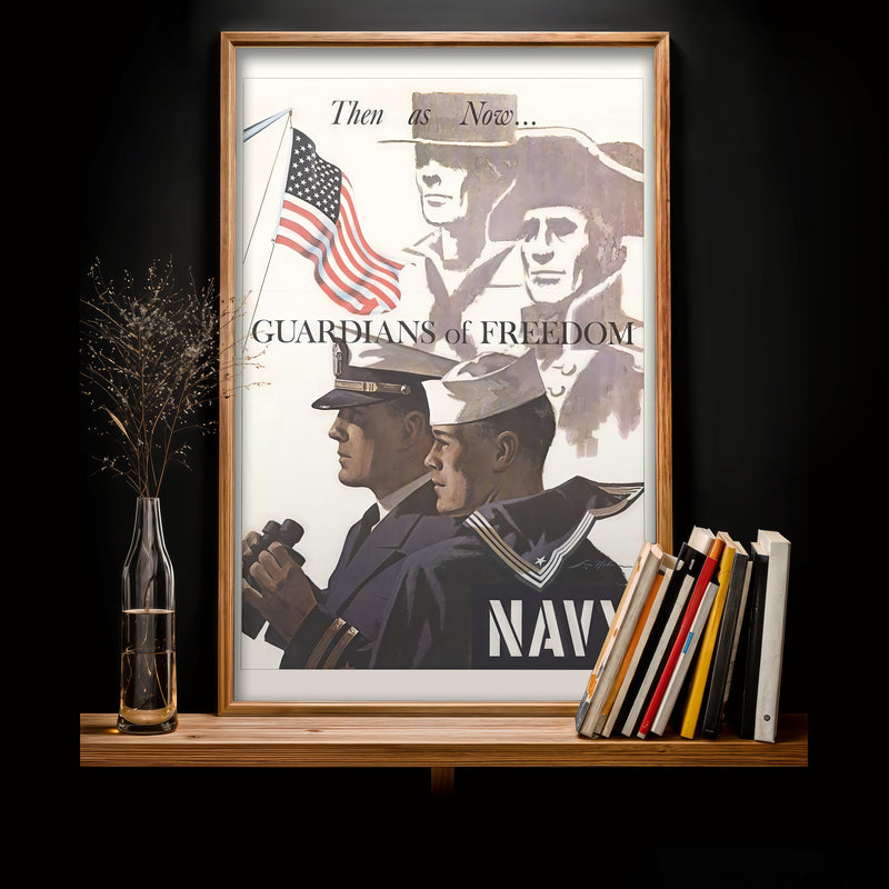 Guardians of Freedom Navy poster print, vintage military art, patriotic wall decor