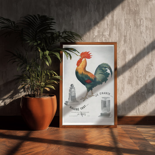 Vintage French Rooster Perfume Advertisement Print, Art Deco Paris Wall Art, Harriet Hubbard Ayer Poster, Colorful Rooster Illustration, Antique French Decor