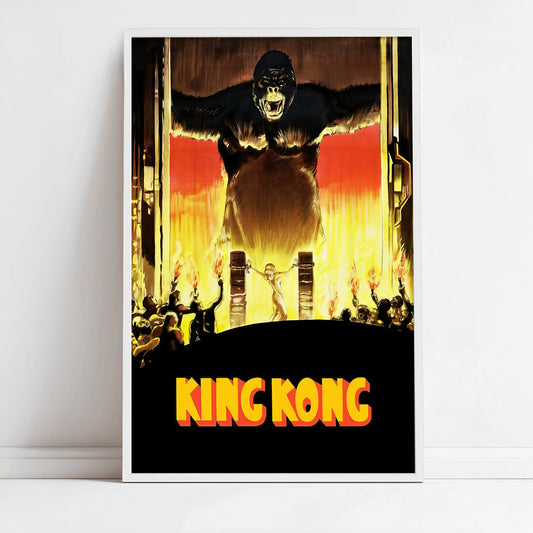King Kong Vintage Movie Poster — 1933 Classic Restored Print | Torchlit Altar Scene | Retro Monster Wall Decor