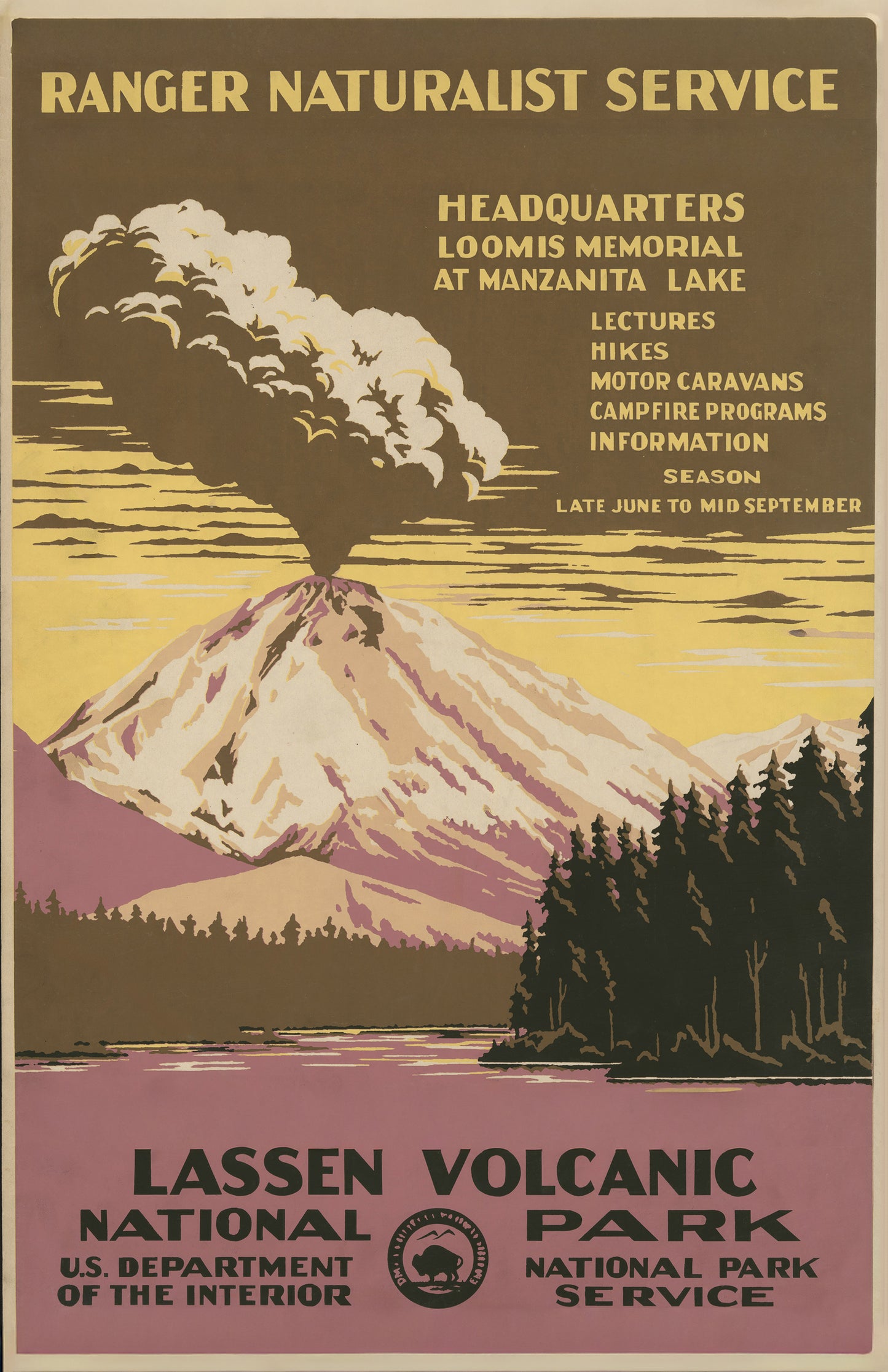 Lassen Volcanic National Park – WPA Ranger Naturalist Service Poster