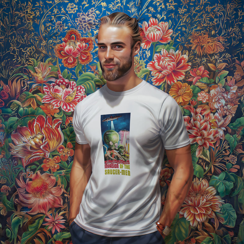 Invasion of the Saucer-Men T-Shirt • Vintage 1950s Sci-Fi Movie Poster Tee • Retro Alien Film Shirt