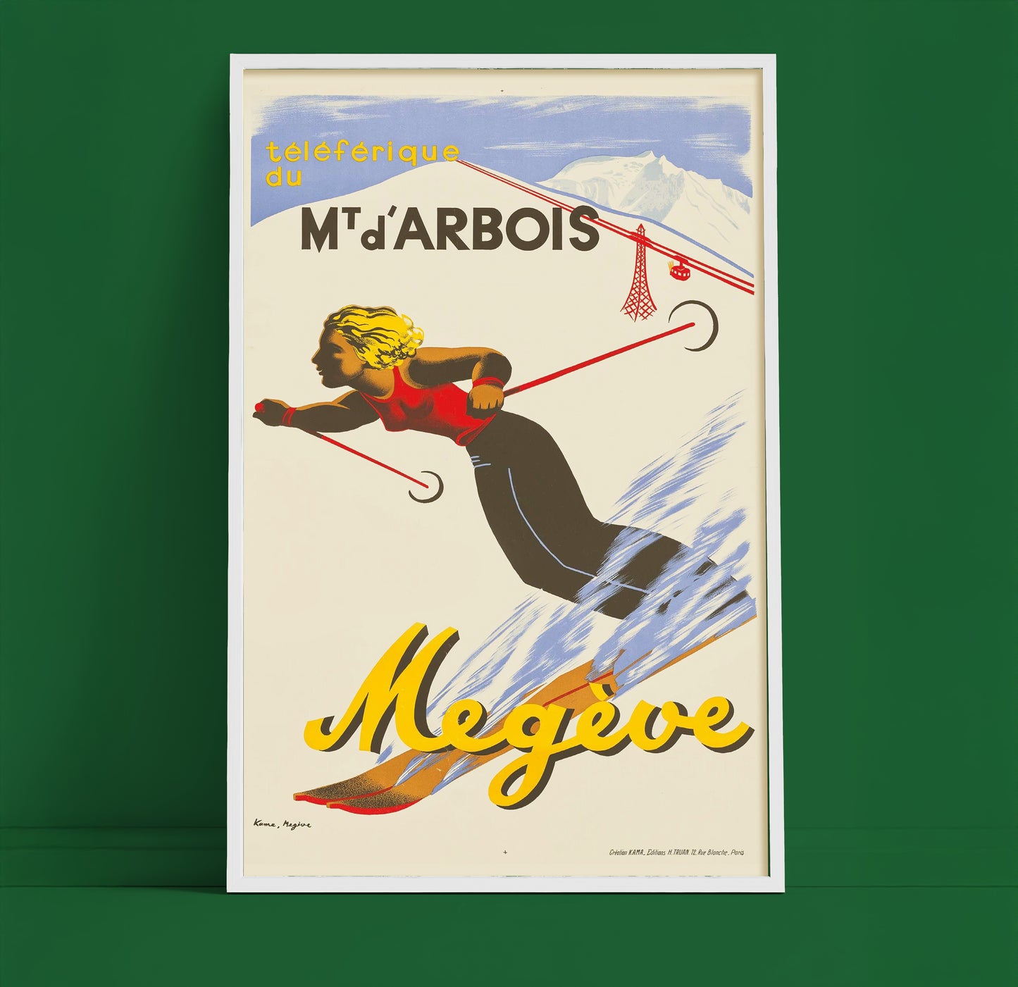 Vintage Megève Ski Poster – Mt. d’Arbois Téléphérique