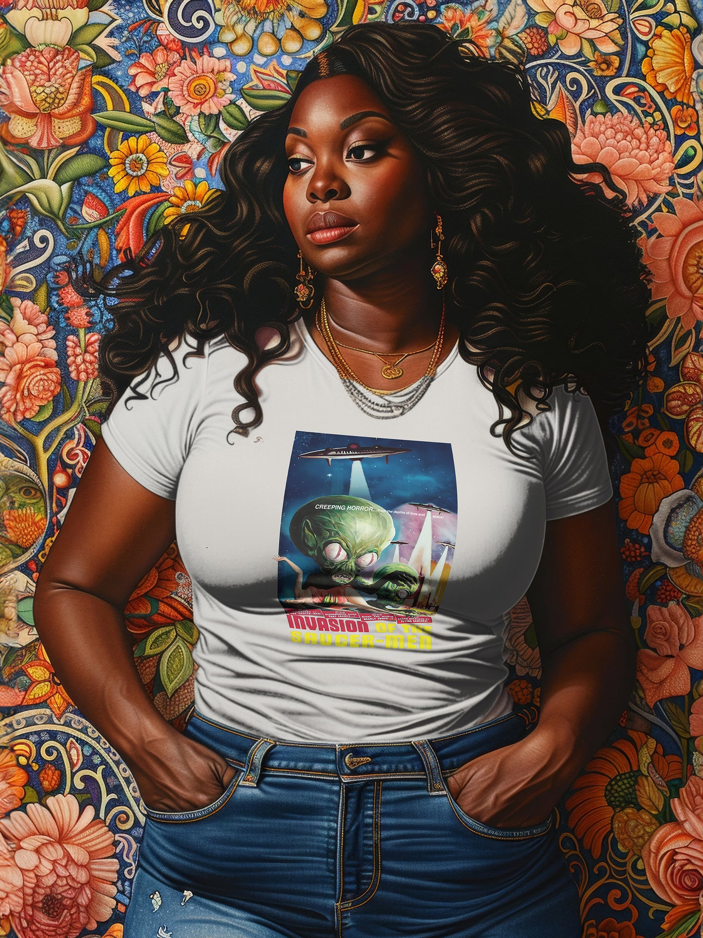 Invasion of the Saucer-Men T-Shirt • Vintage 1950s Sci-Fi Movie Poster Tee • Retro Alien Film Shirt