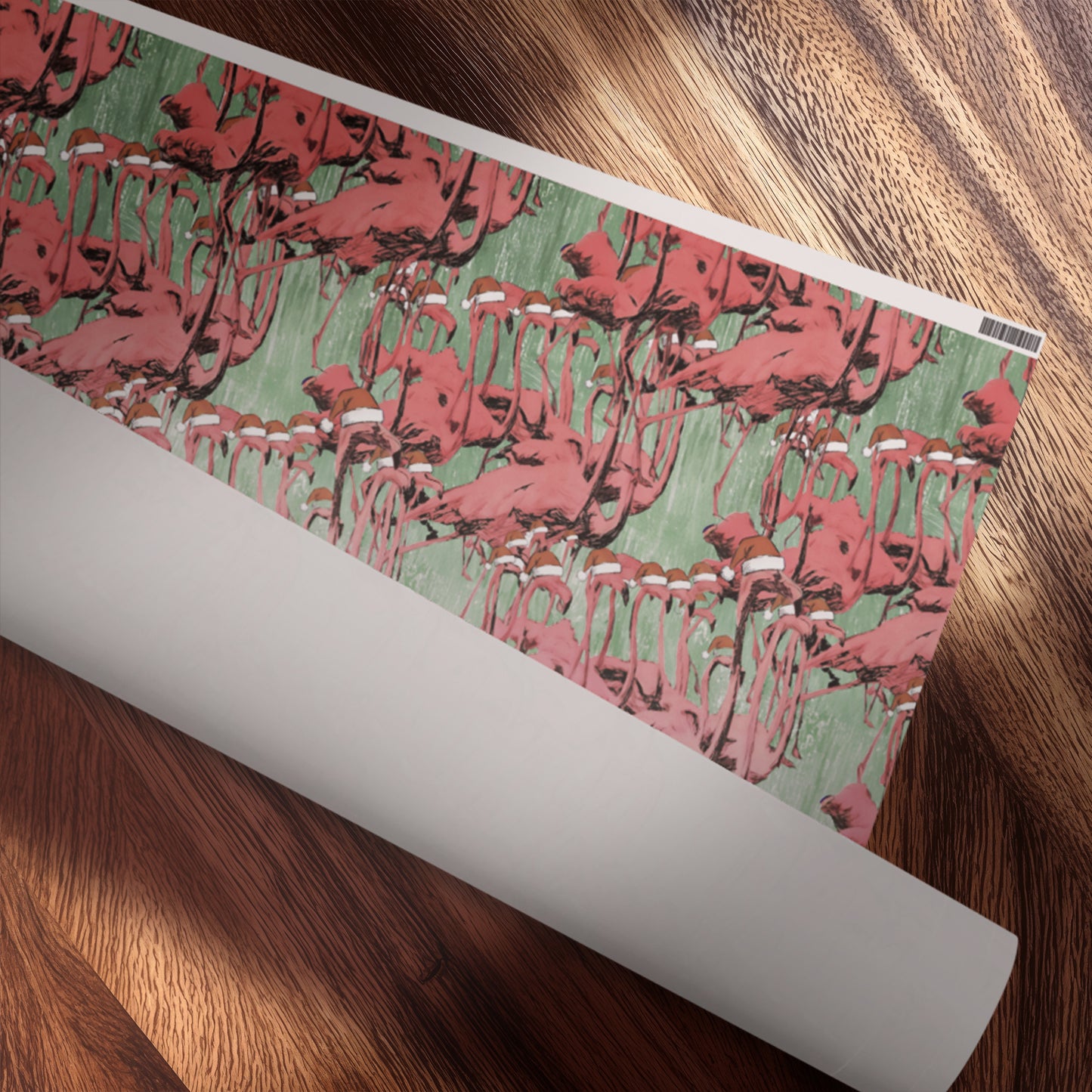 Pink Flamingo Christmas Wrapping Paper – Holiday Flamingos with Santa Hats, Tropical Christmas Gift Wrap, Festive Flamingo Pattern