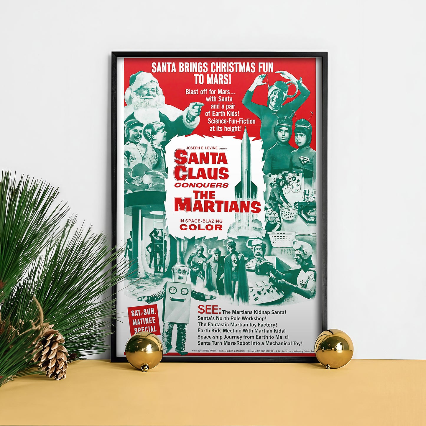 Santa Claus Conquers the Martians Poster • Retro Sci-Fi Christmas Movie Print • Vintage Holiday Wall Art