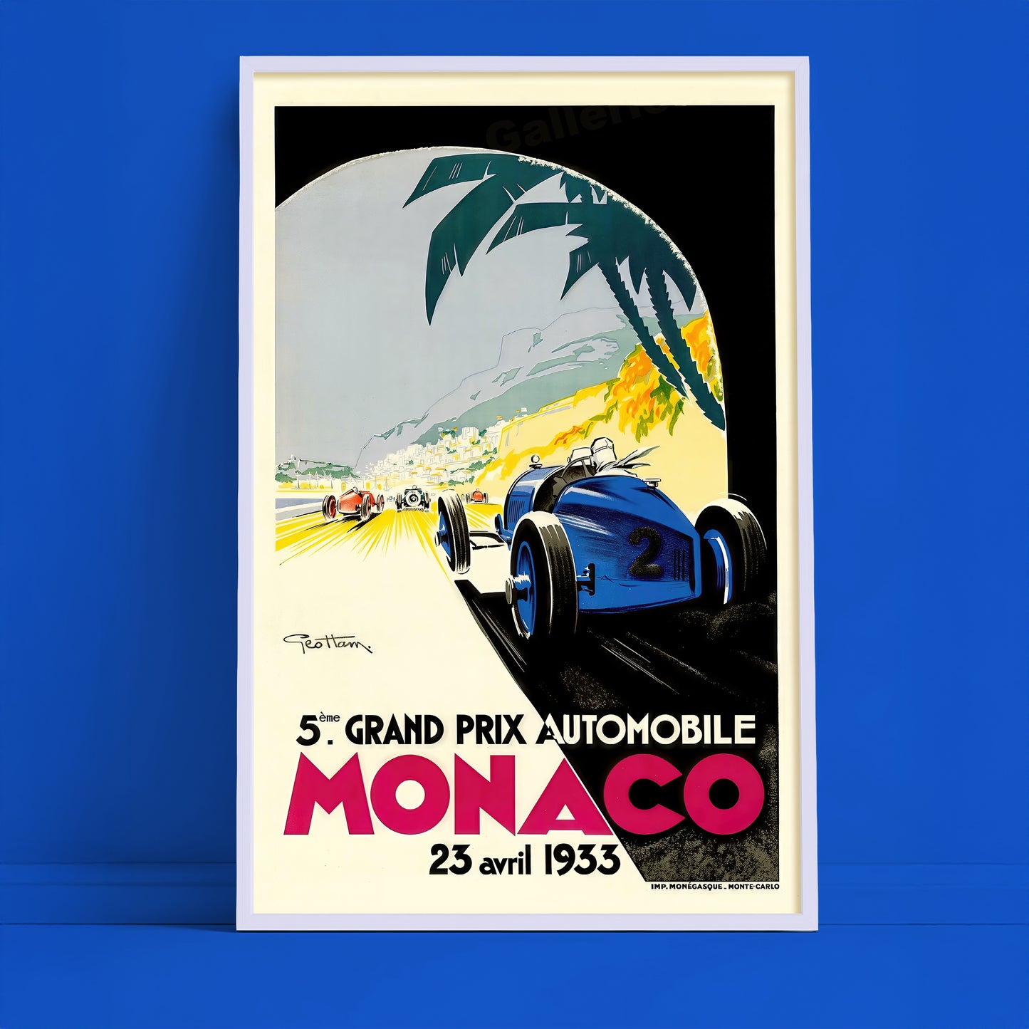 Monaco Grand Prix 1933 Vintage Racing Poster – Art Deco Motorsport Print