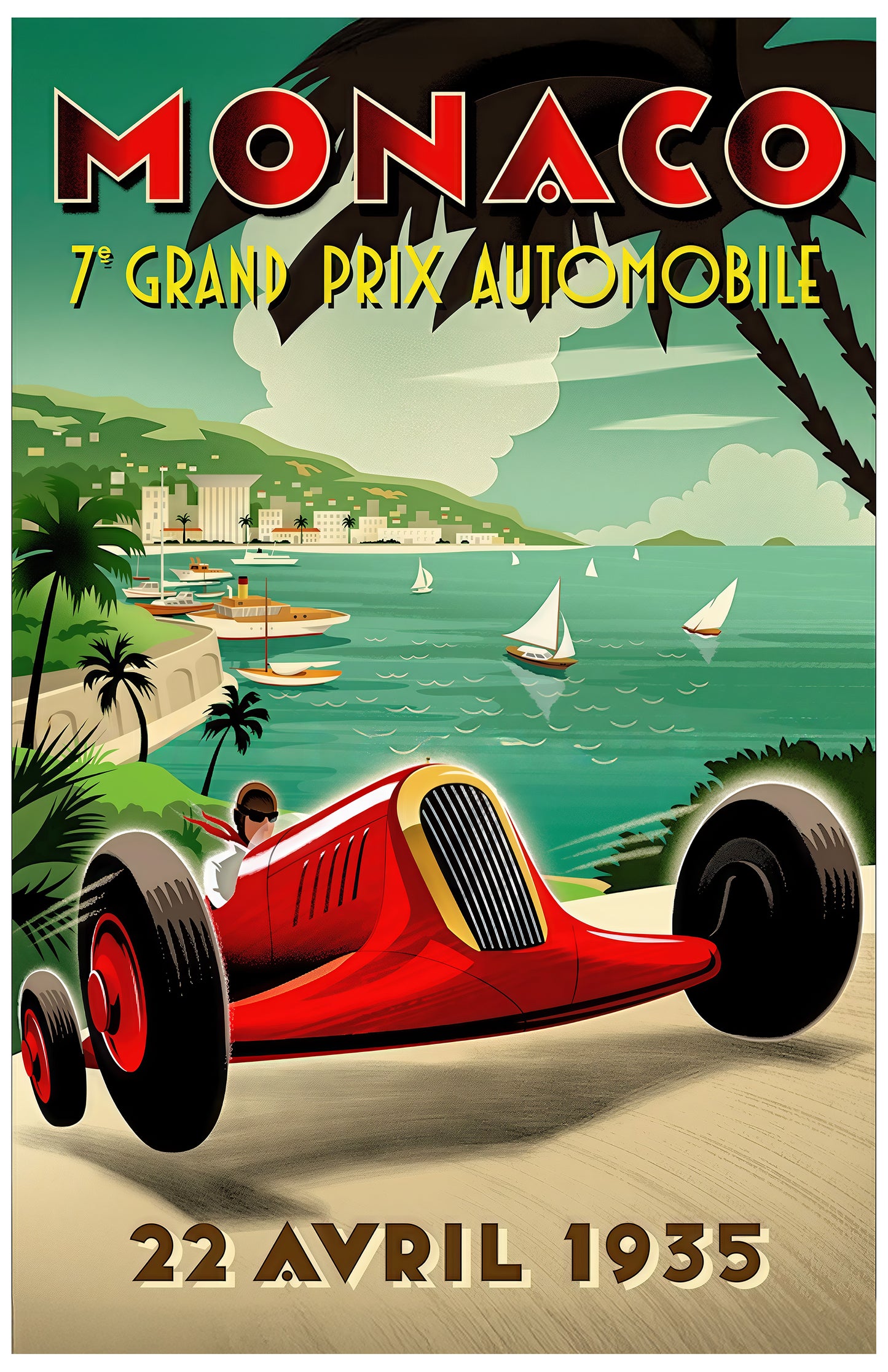Monaco Grand Prix 1935 Poster – Vintage Racing Art Print