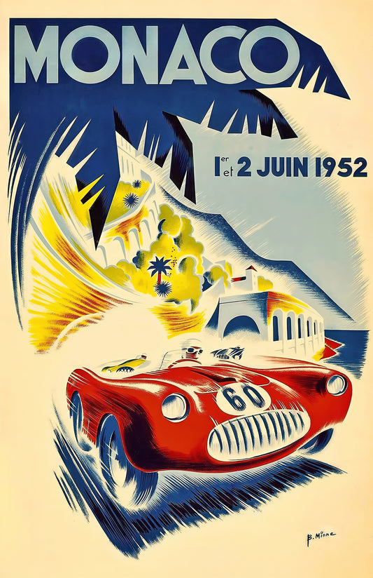 Monaco Grand Prix 1952 Poster – Vintage Racing Art Print