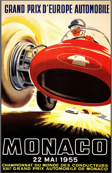 Vintage 1955 Monaco Grand Prix Poster – Retro Racing Wall Art