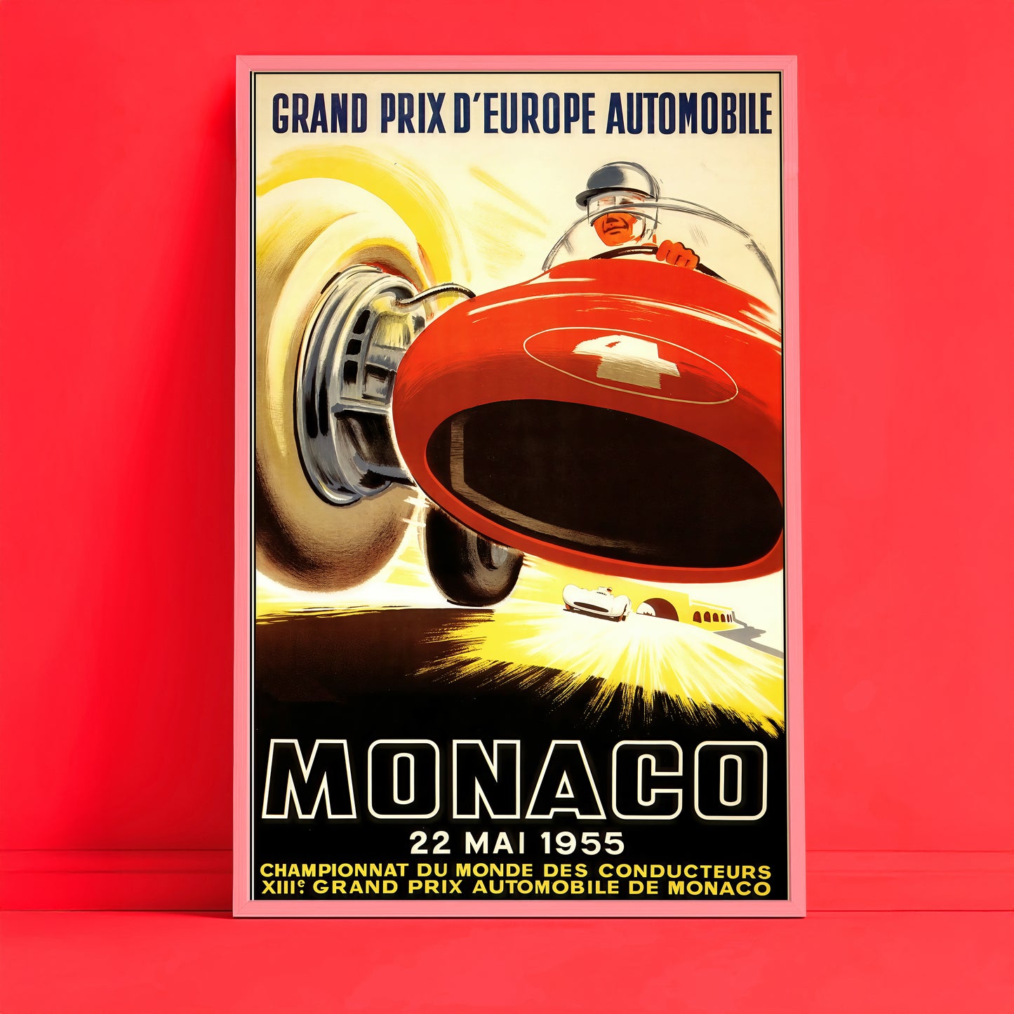 Vintage 1955 Monaco Grand Prix Poster – Retro Racing Wall Art