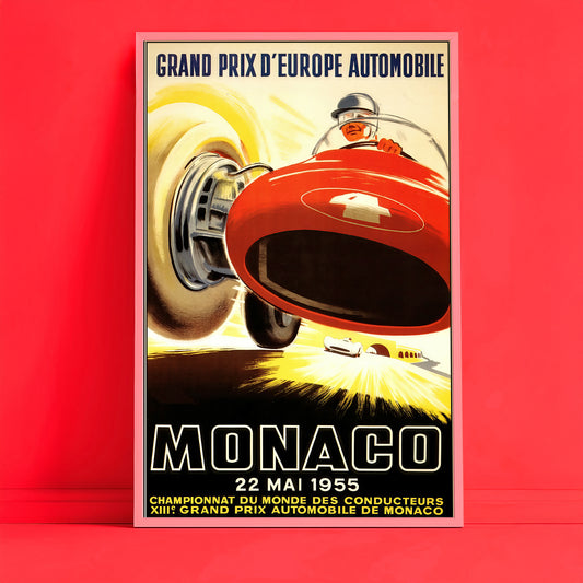 Vintage 1955 Monaco Grand Prix Poster – Retro Racing Wall Art
