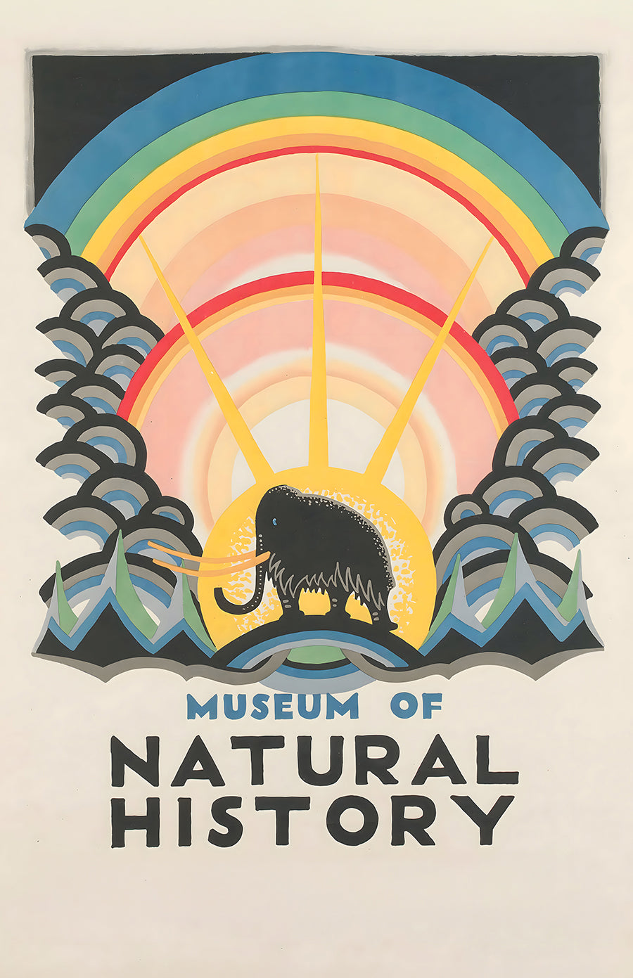 Museum of Natural History poster, rainbow elephant art, natural history art print, 11x17 decor