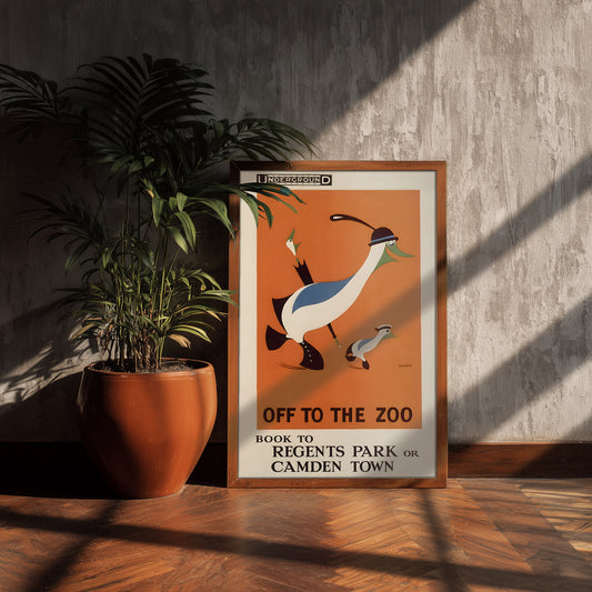 London Underground zoo poster print, Off to the Zoo art, vintage nursery wall decor