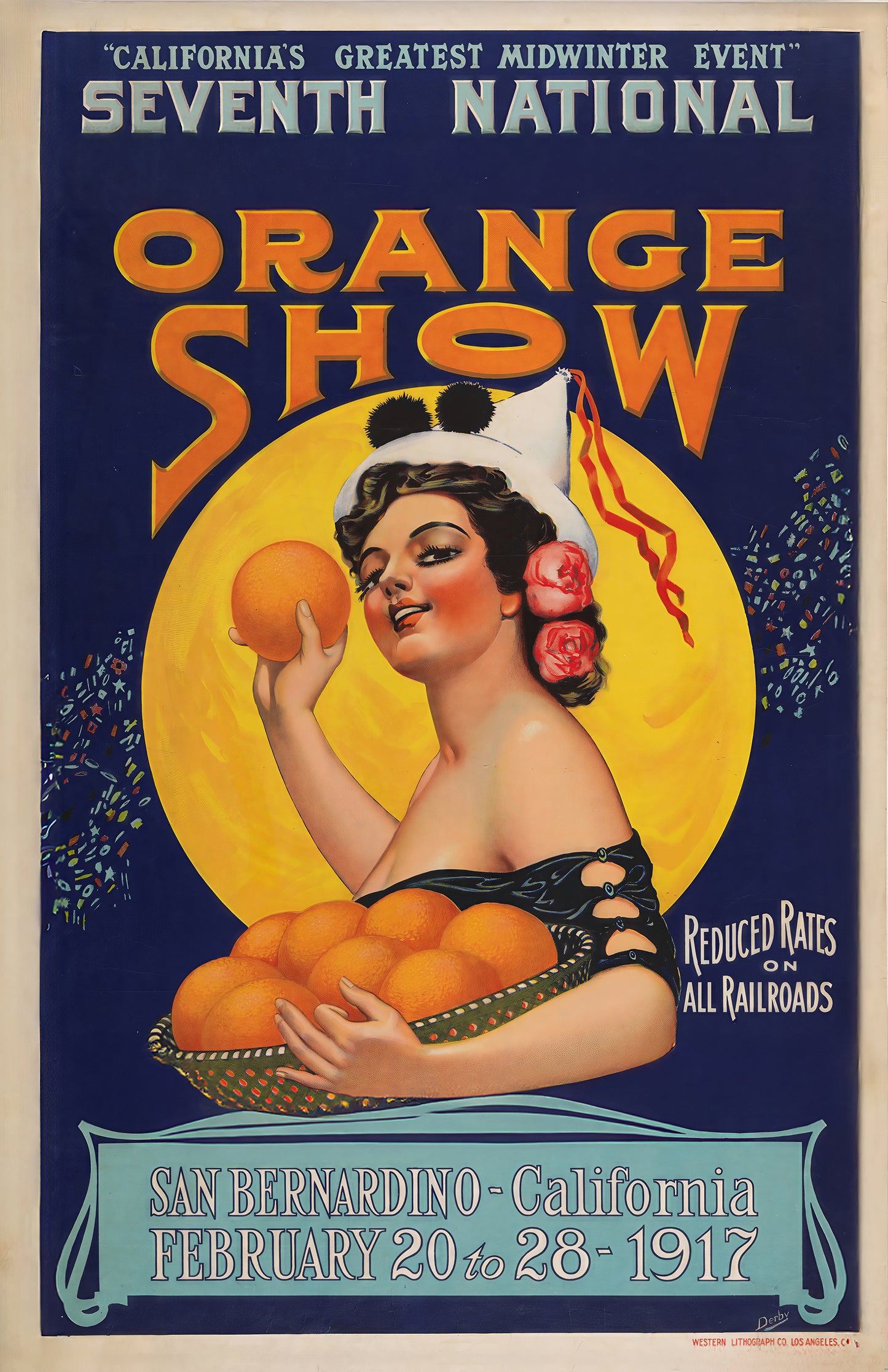 1917 California Orange Show Poster – Vintage San Bernardino Midwinter Citrus Festival Art