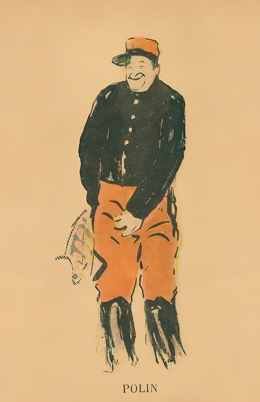 Polin poster print, vintage performer sketch art, whimsical character wall decor second