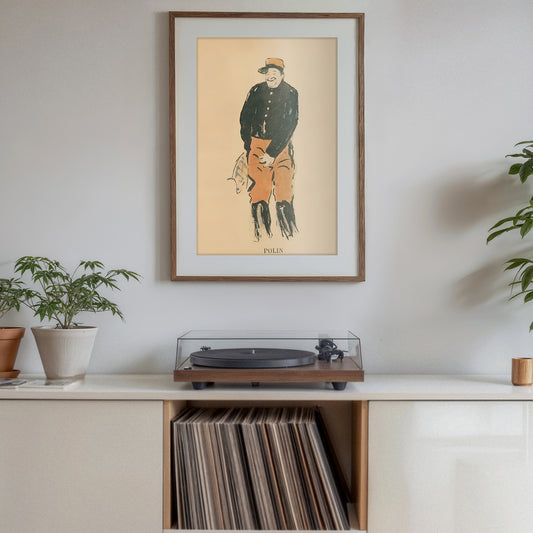 Polin poster print, vintage performer sketch art, whimsical character wall decor second