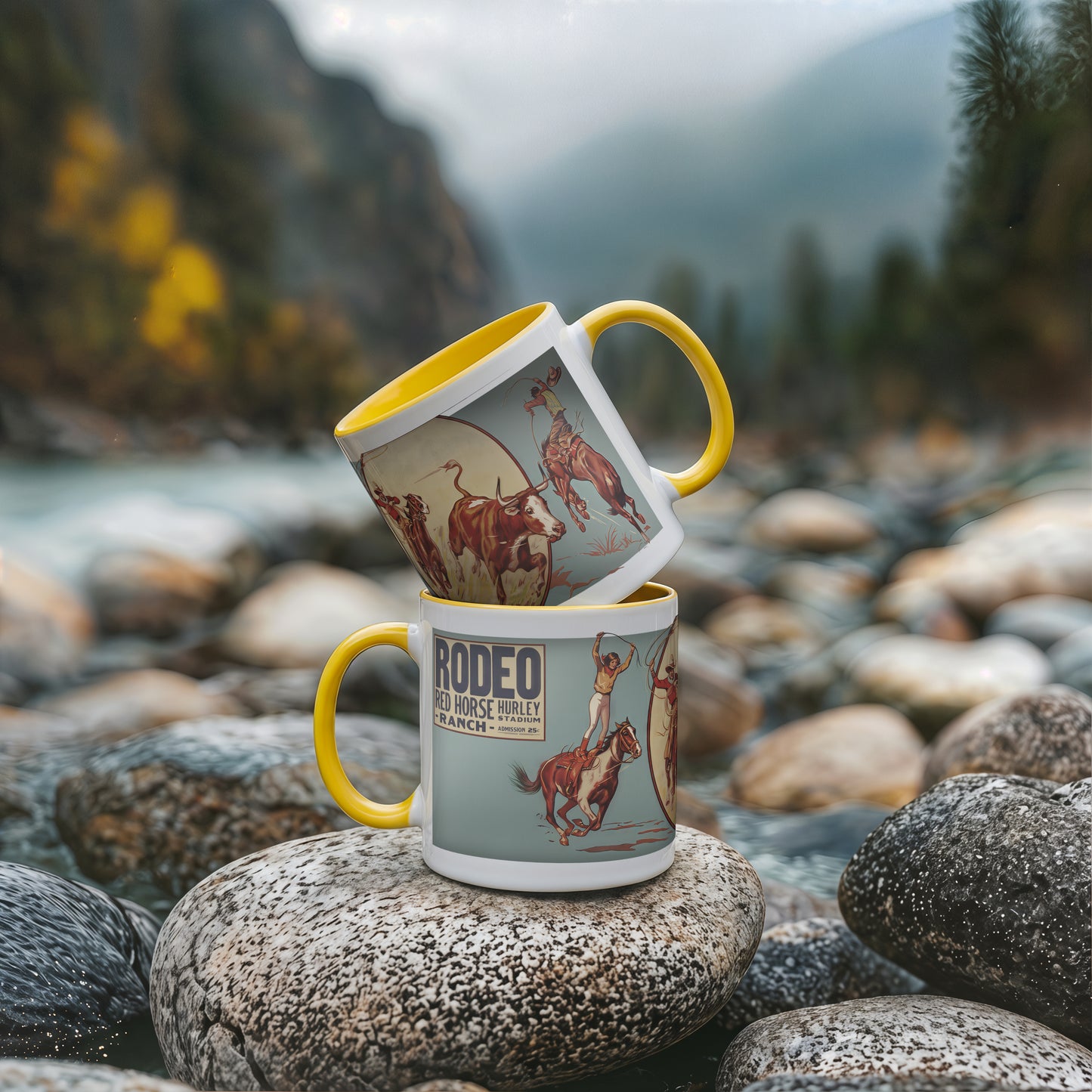 Vintage Rodeo Porcelain Mug – Red Horse Hurley Ranch Western Cowboy Coffee Cup 11oz