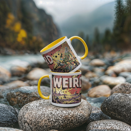 Weird Retro Sci-Fi Horror Mug – Vintage Space Monster Art Coffee Mug with Color Interior & Handle