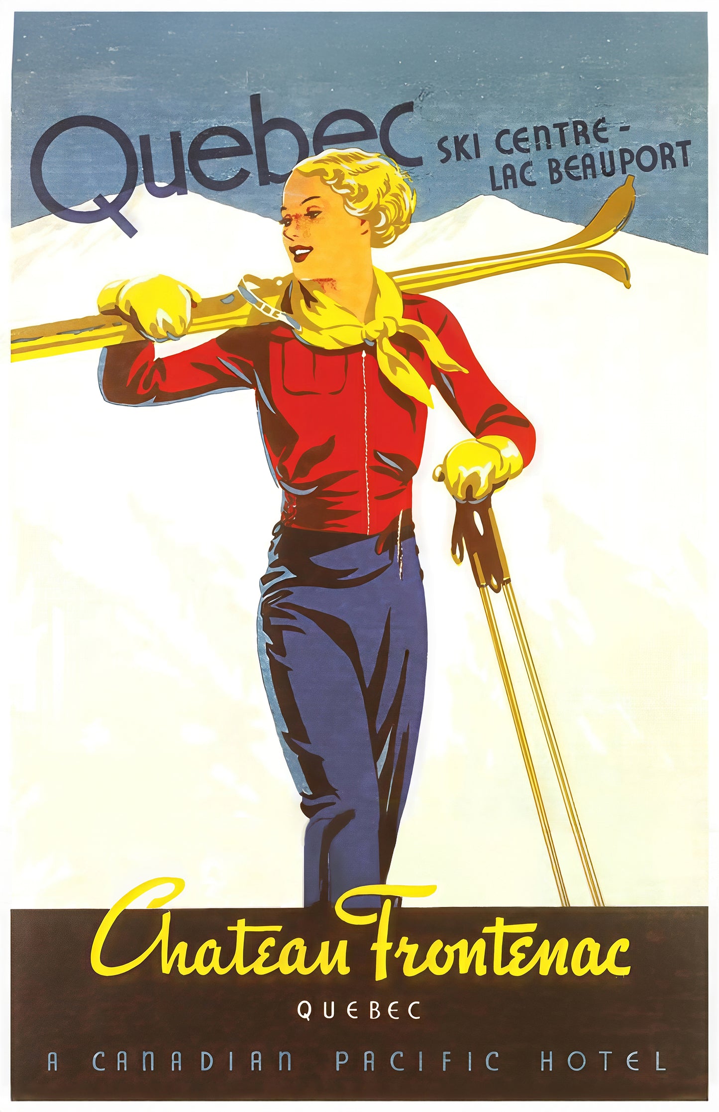Vintage Quebec Ski Centre – Château Frontenac Winter Sports Poster