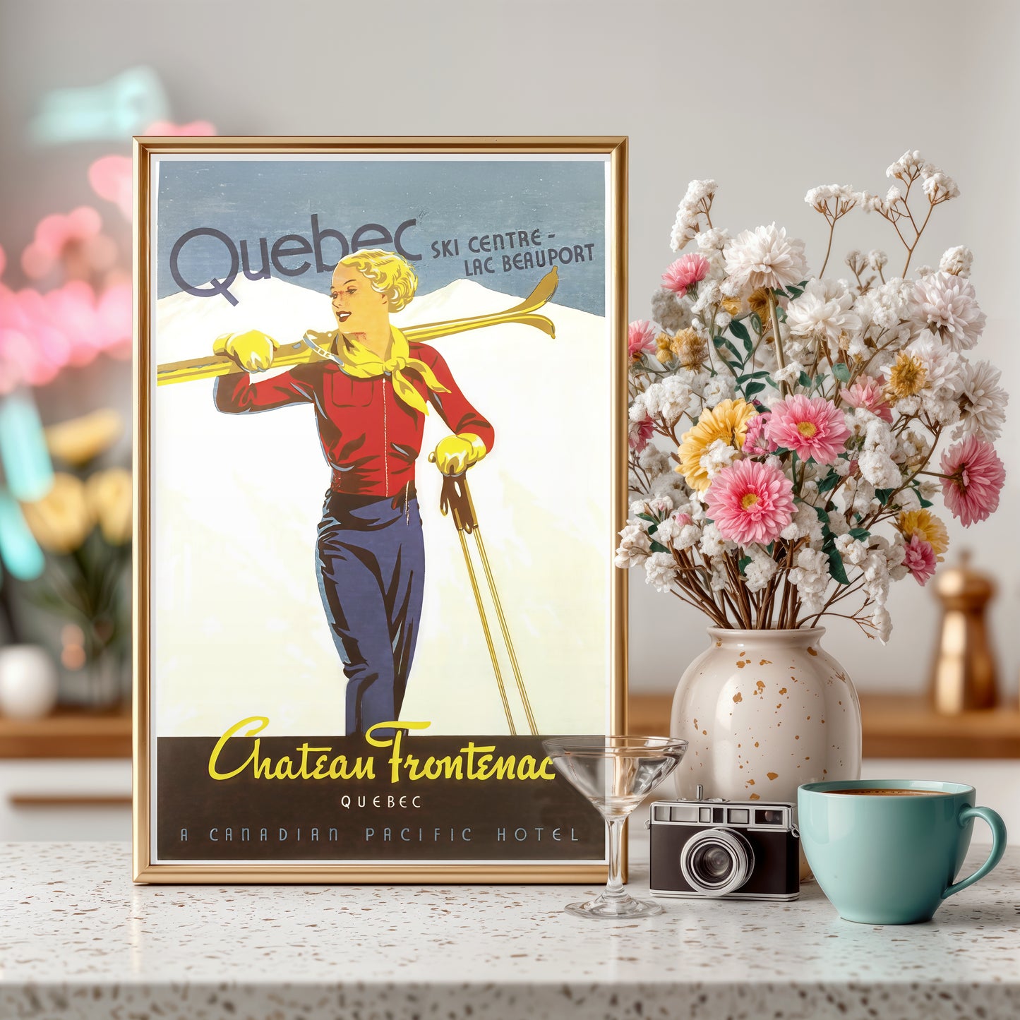 Vintage Quebec Ski Centre – Château Frontenac Winter Sports Poster
