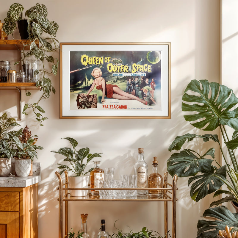 Queen of Outer Space Vintage Sci-Fi Poster – Retro 1958 Zsa Zsa Gabor Movie Art