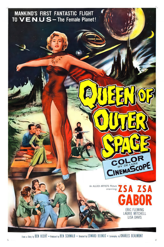 Queen of Outer Space Vintage Poster – 1958 Zsa Zsa Gabor Sci-Fi Movie Art (Vertical)