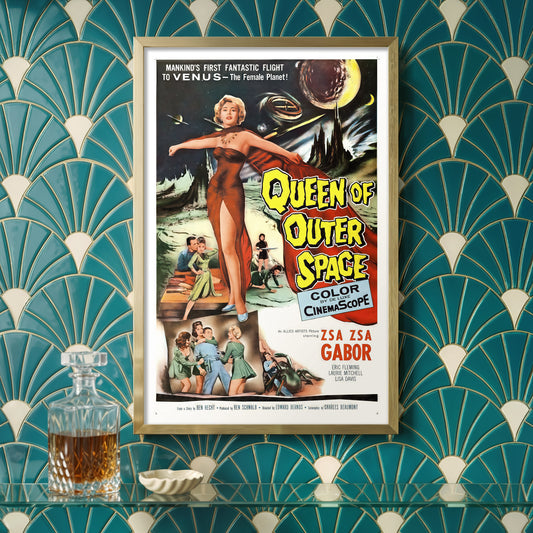 Queen of Outer Space Vintage Poster – 1958 Zsa Zsa Gabor Sci-Fi Movie Art (Vertical)