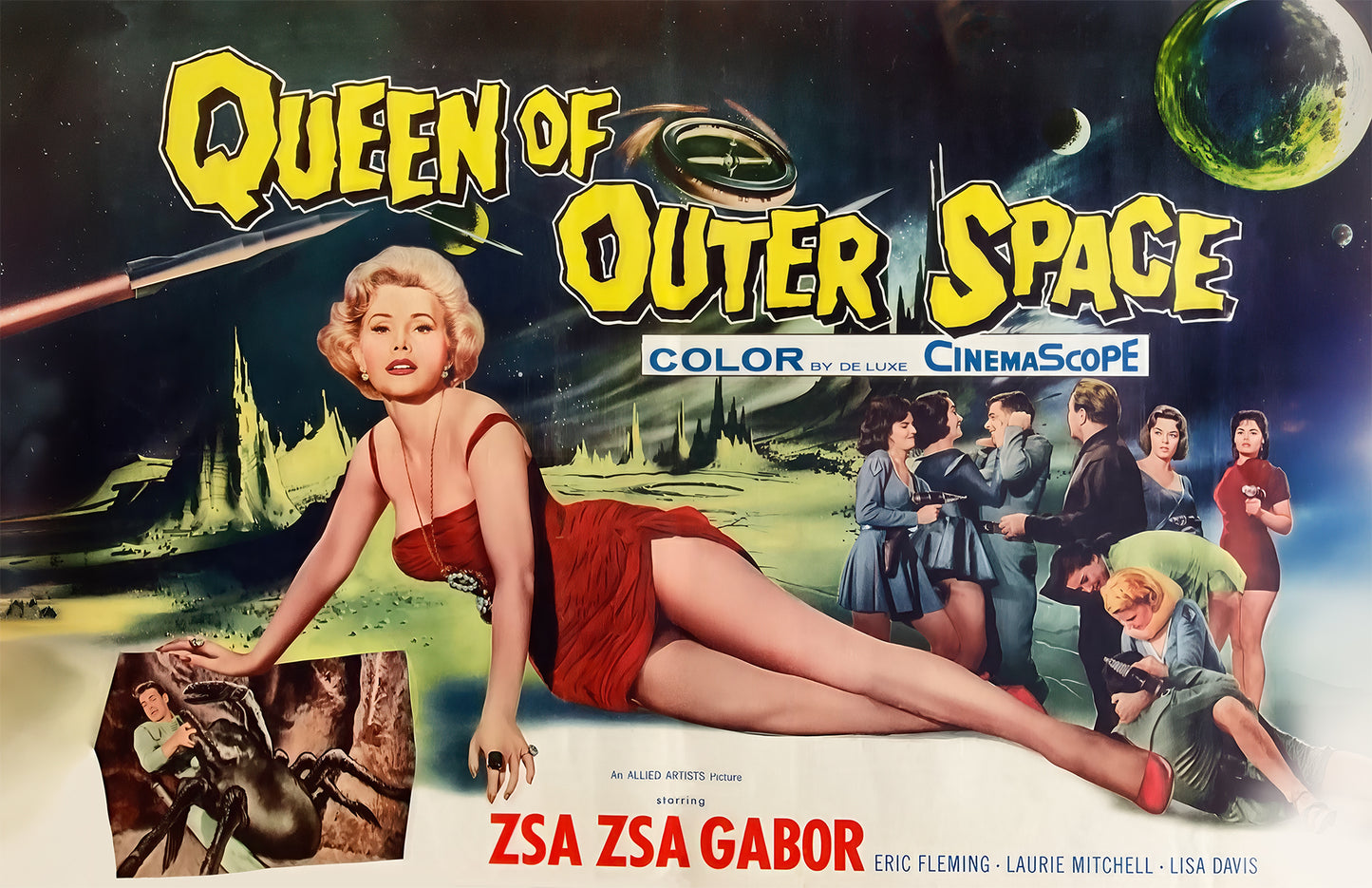 Queen of Outer Space Vintage Sci-Fi Poster – Retro 1958 Zsa Zsa Gabor Movie Art