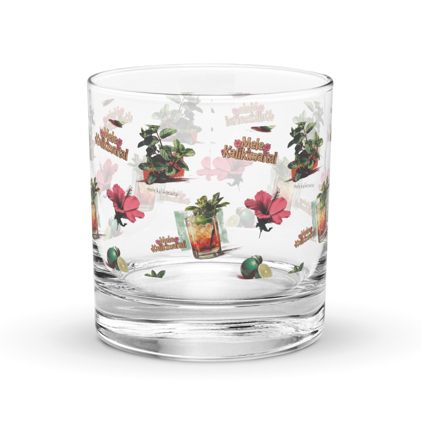 Mele Kalikimaitai Holiday Double Rocks Glass – Tropical Mai Tai Cocktail Glass