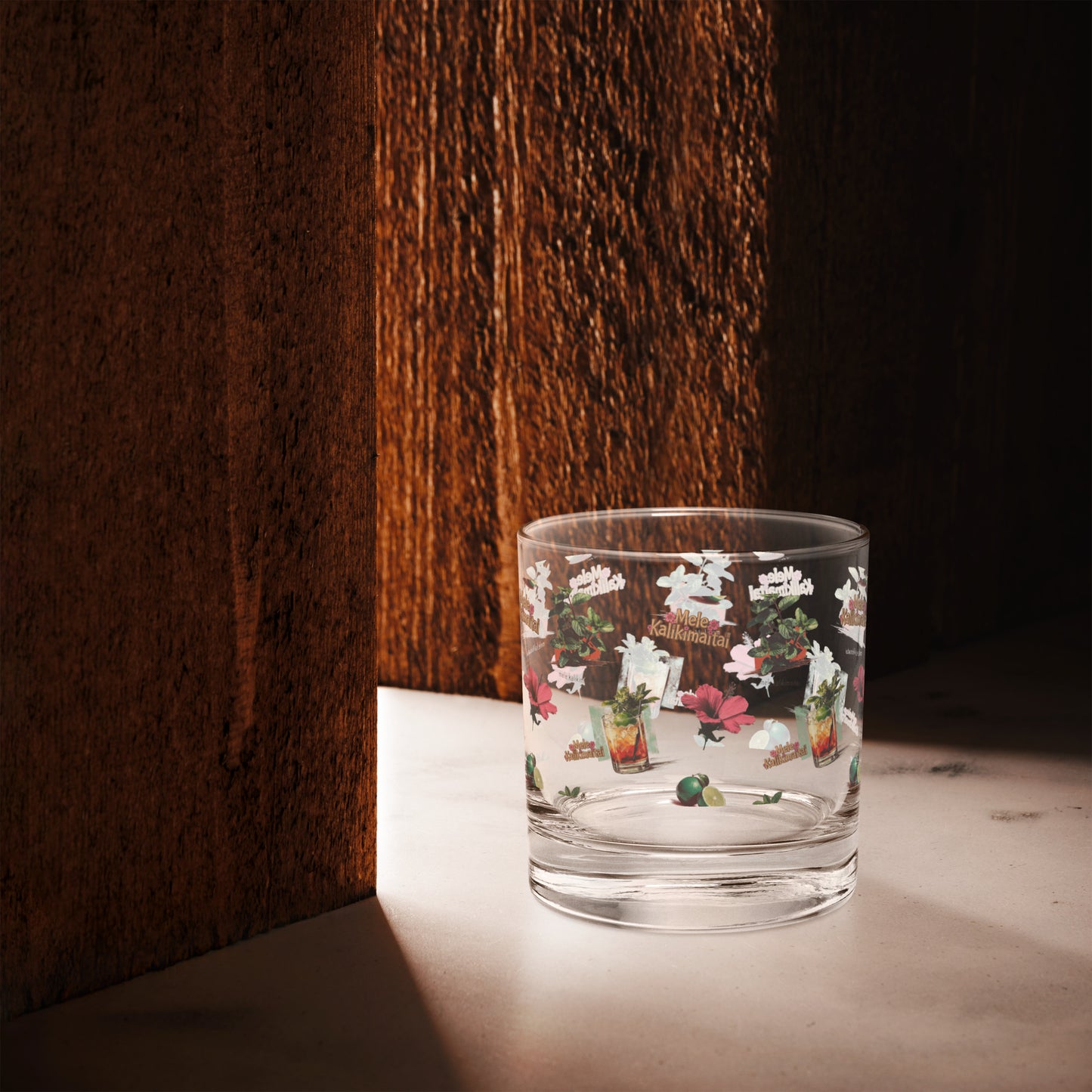 Mele Kalikimaitai Holiday Double Rocks Glass – Tropical Mai Tai Cocktail Glass