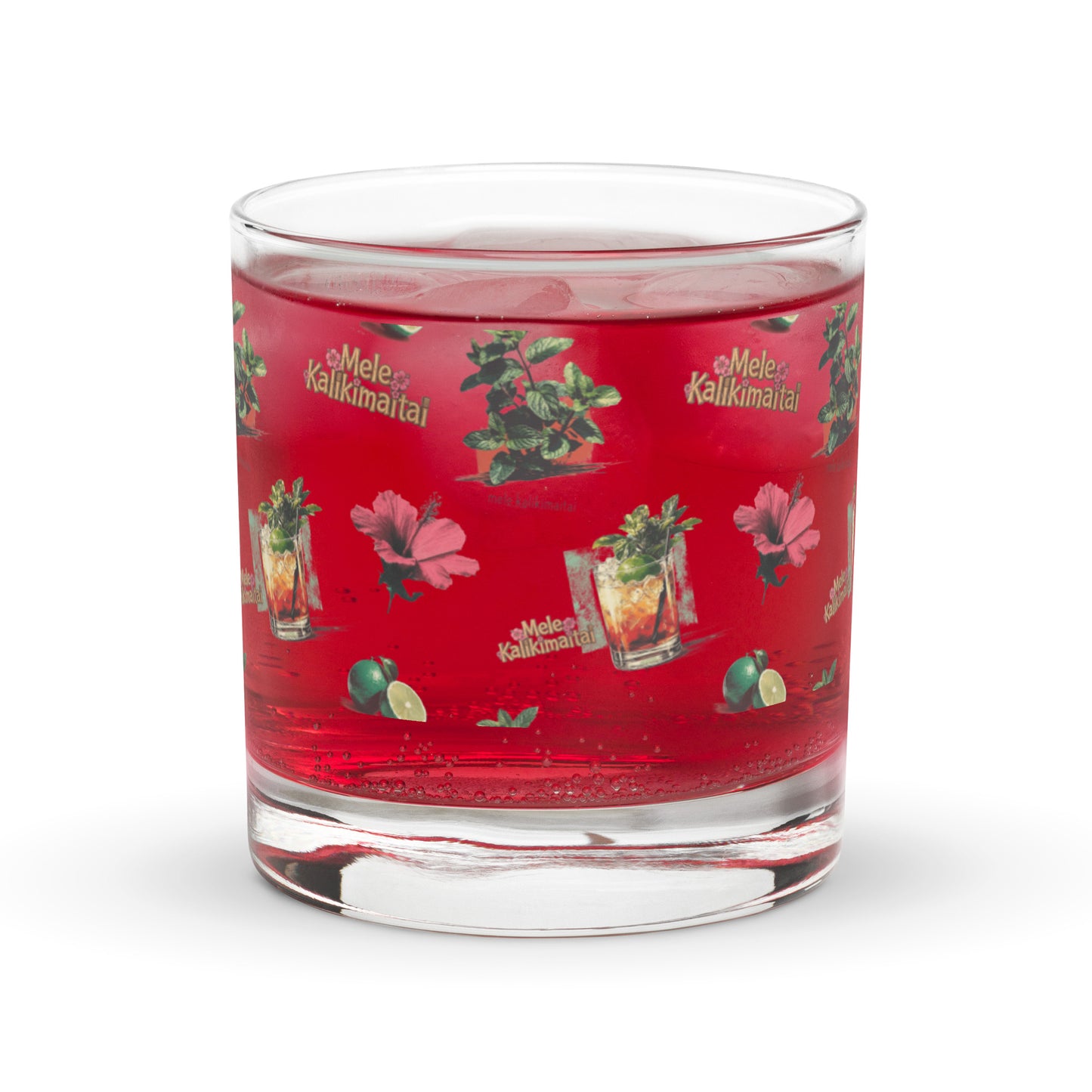 Mele Kalikimaitai Holiday Double Rocks Glass – Tropical Mai Tai Cocktail Glass