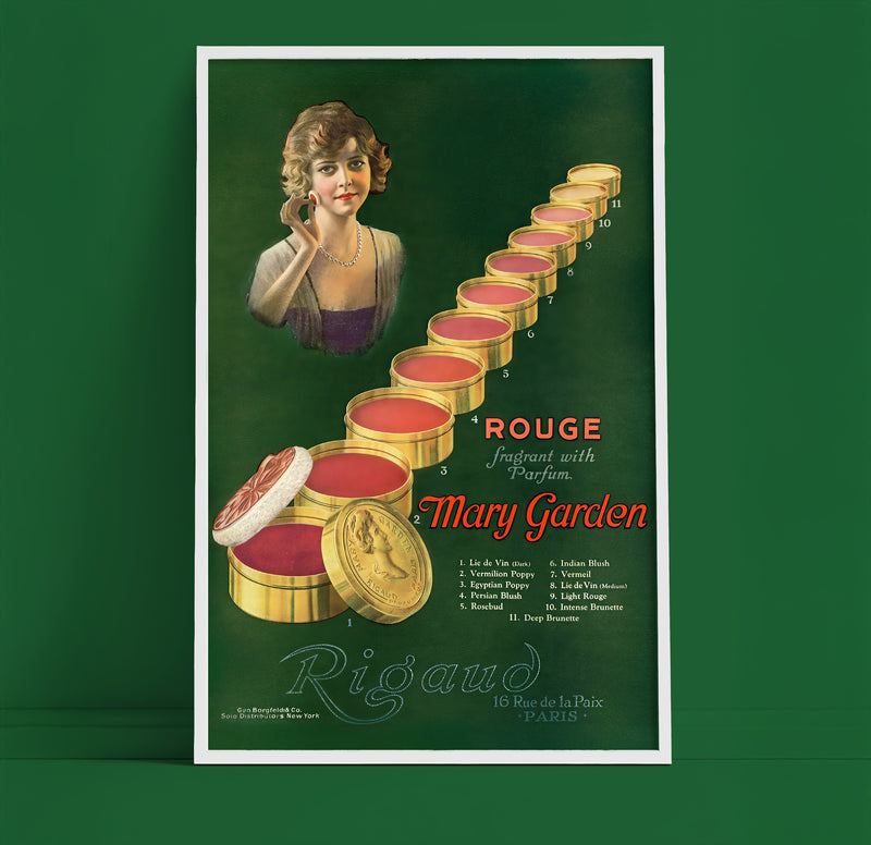 Vintage rouge poster print, perfume makeup ad art, vanity decor, Art Deco Paris 11x17