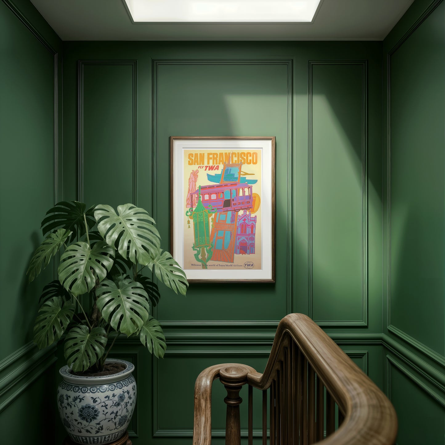 San Francisco Fly TWA Vintage Travel Poster – Retro Airline Wall Art (11×17)