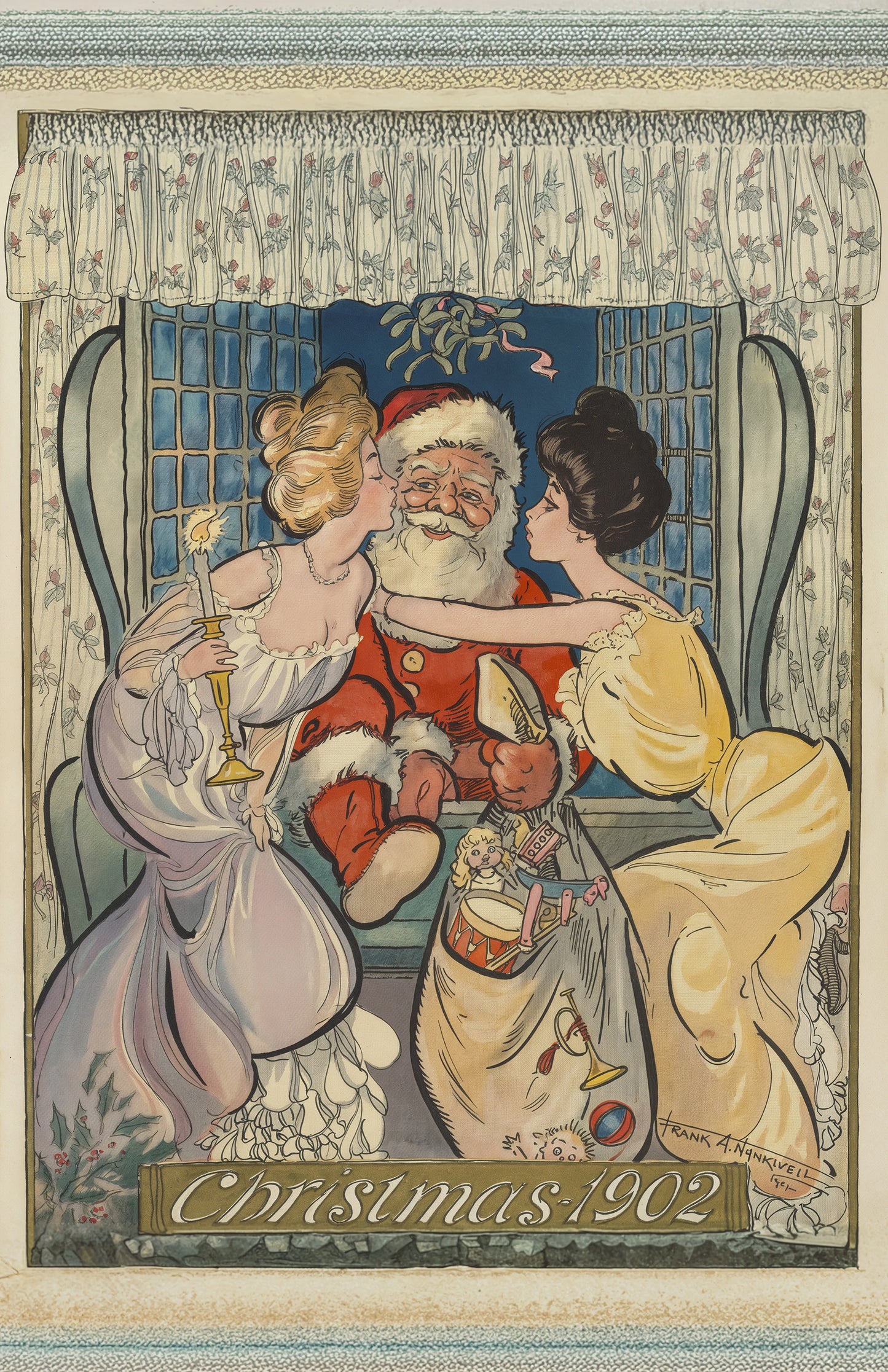 Christmas 1902 Vintage Santa Illustration – Art Nouveau Holiday Poster