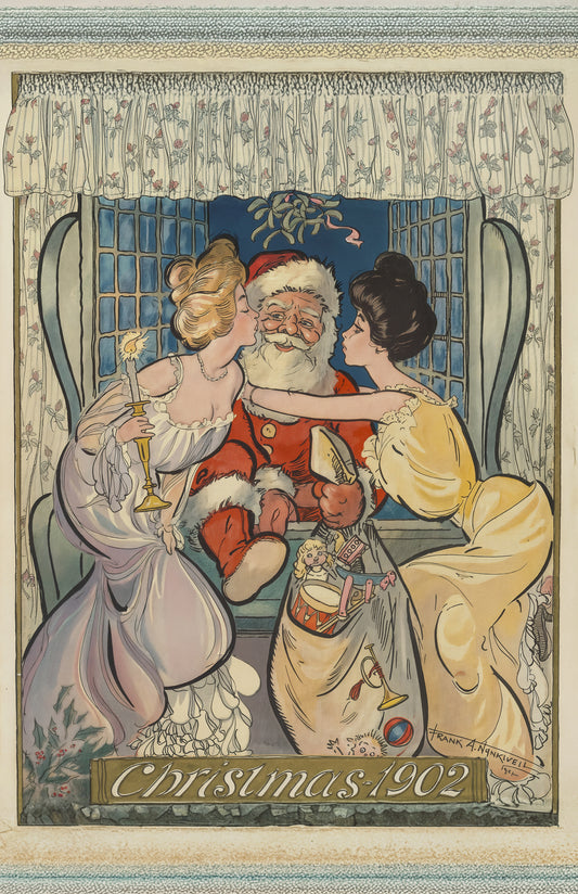 Christmas 1902 Vintage Santa Illustration – Art Nouveau Holiday Poster