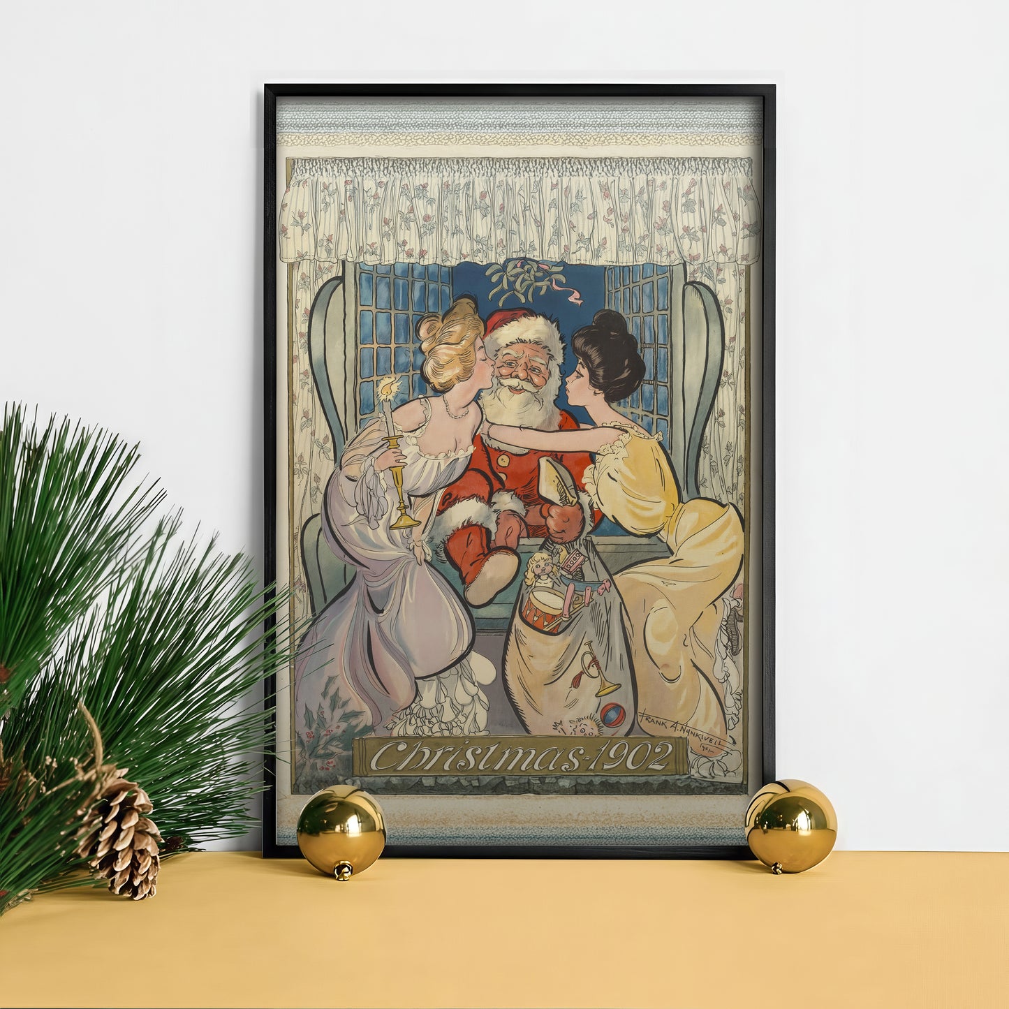 Christmas 1902 Vintage Santa Illustration – Art Nouveau Holiday Poster
