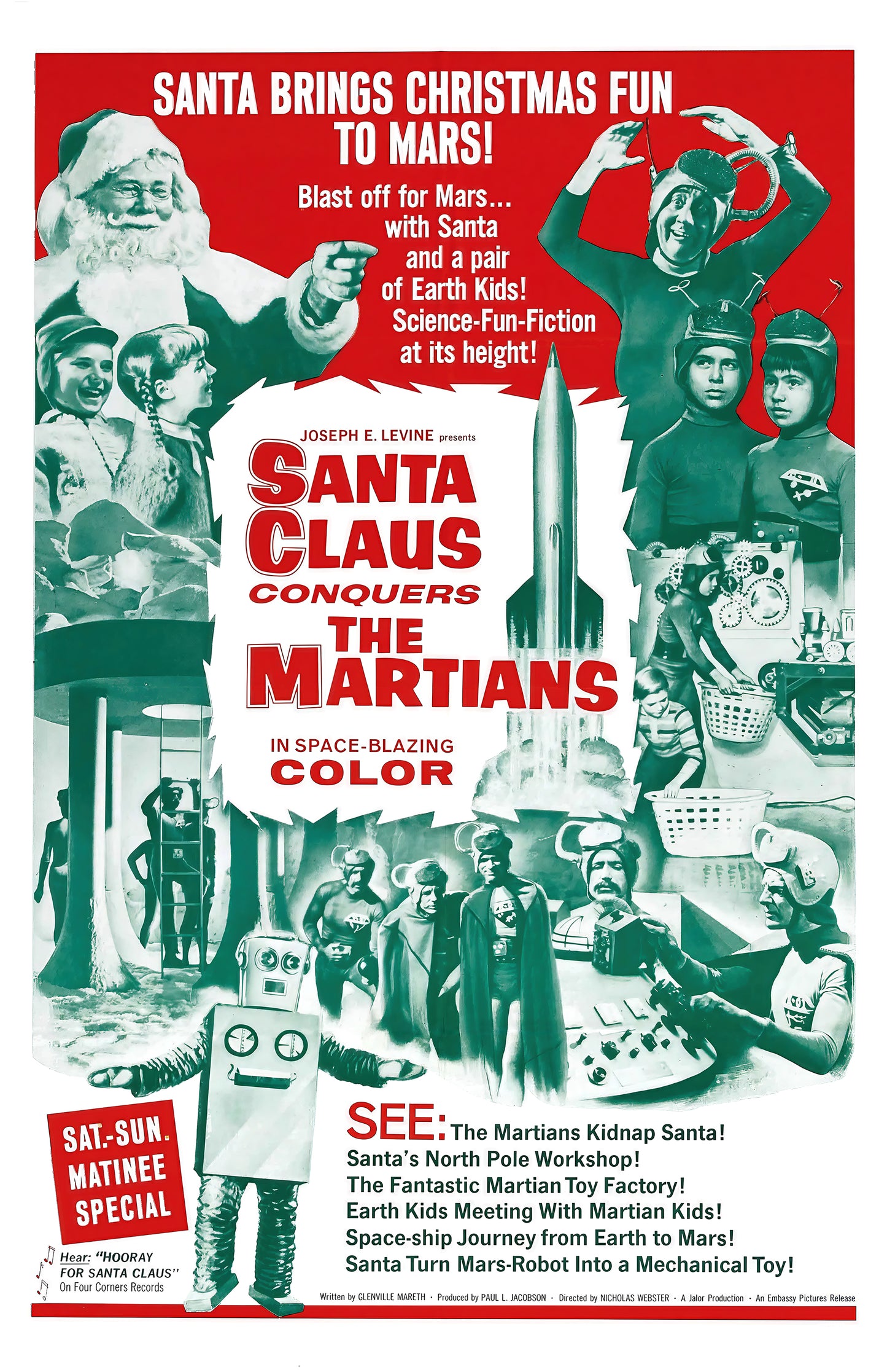 Santa Claus Conquers the Martians Poster • Retro Sci-Fi Christmas Movie Print • Vintage Holiday Wall Art