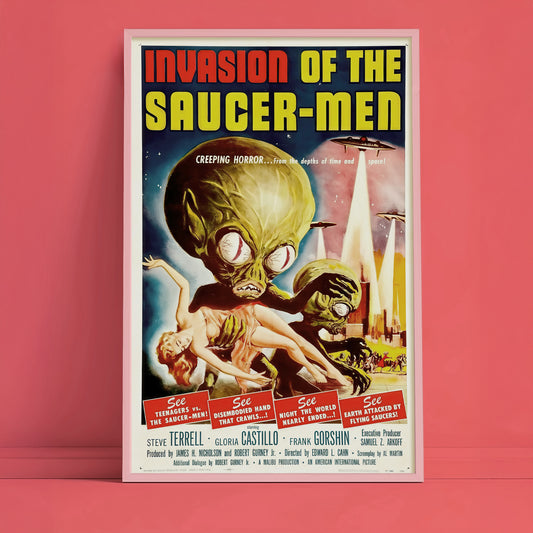 Invasion of the Saucer-Men Movie Poster • Vintage 1950s Sci-Fi Wall Art • Retro Alien Film Print