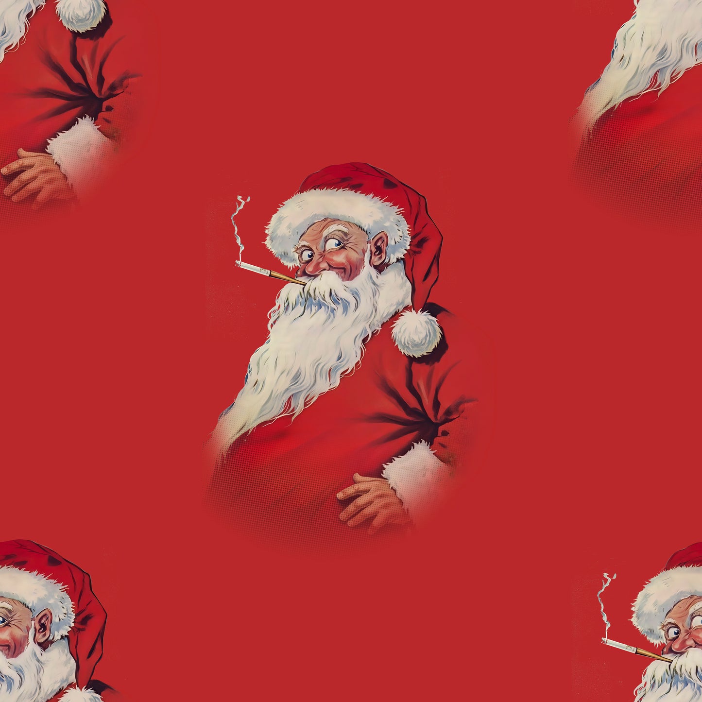 Vintage Smoking Santa Wrapping Paper – Retro Naughty Christmas Gift Wrap, Mid-Century Holiday Pattern