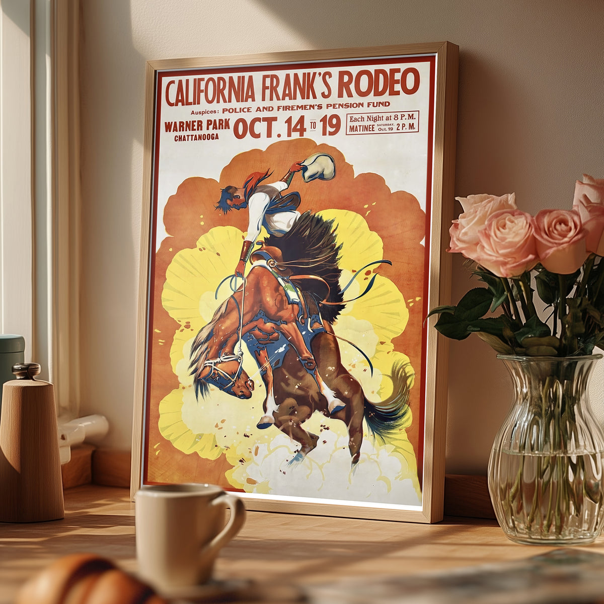 California Frank’s Rodeo Vintage Poster • Western Cowboy Wall Art • 19 ...