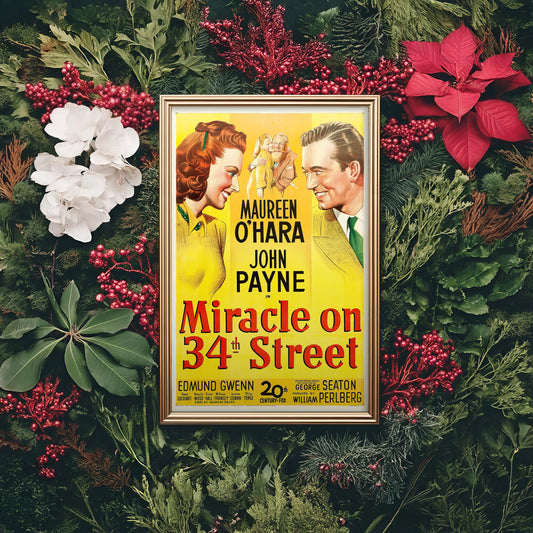 Miracle on 34th Street Vintage Movie Poster • Classic 1947 Christmas Film Print • Retro Holiday Wall Art