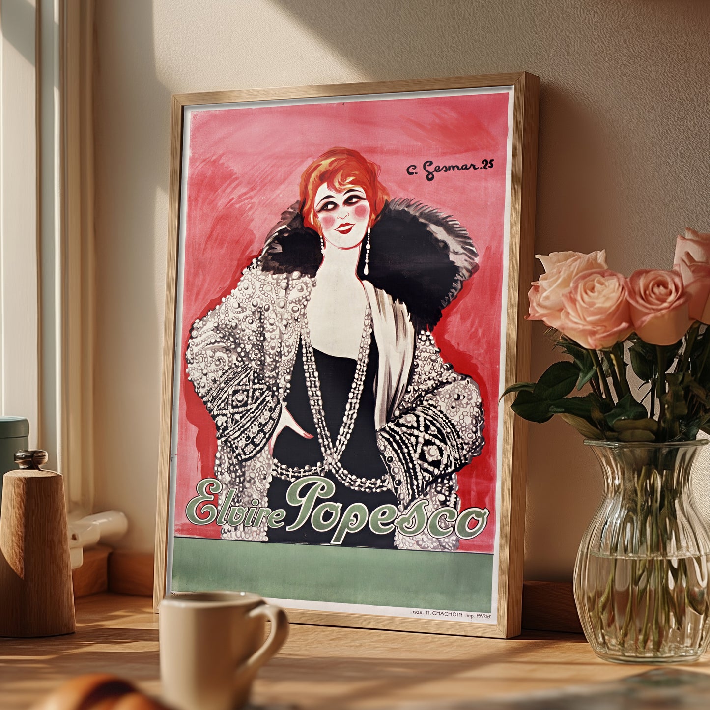 Elvire Popesco 1925 Vintage French Theatre Poster – Art Deco Illustration Print